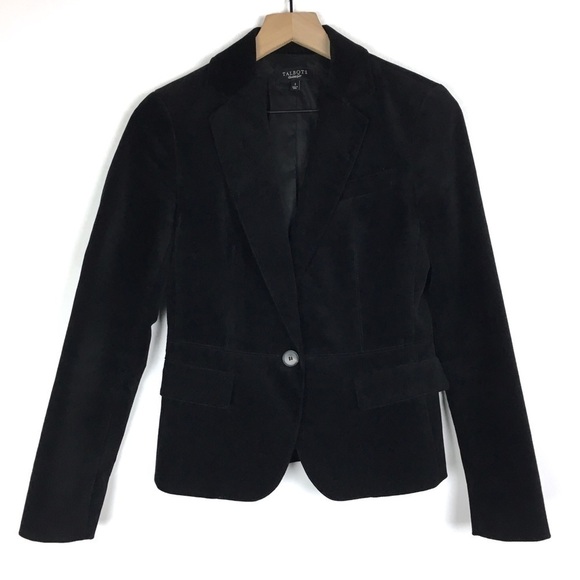 TALBOTS Jacket Blazer Kate Fit Velvet Black Stretch Equestrian Riding Size 2 - Picture 1 of 9